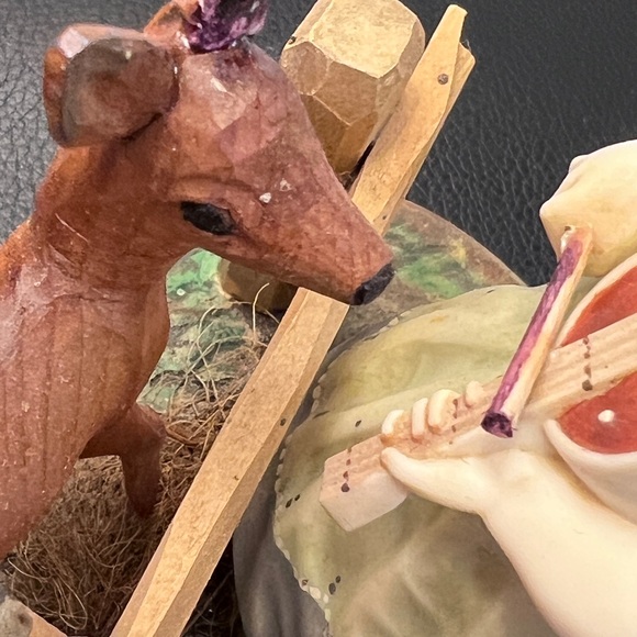 🇨🇭Vintage Music Box with Girl play violin,  Deer Bird & Fence - Picture 9 of 12